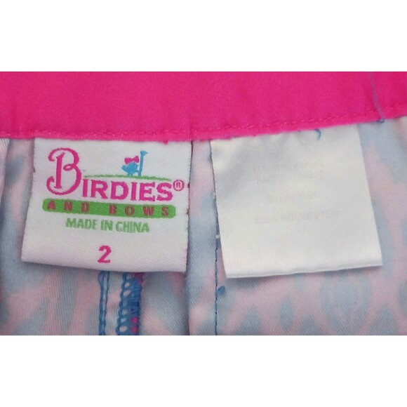 Birdies and Bows Golf Shorts Hot Pink/Blue Print Quick Dry Polyester Sz 2 - Picture 4 of 6